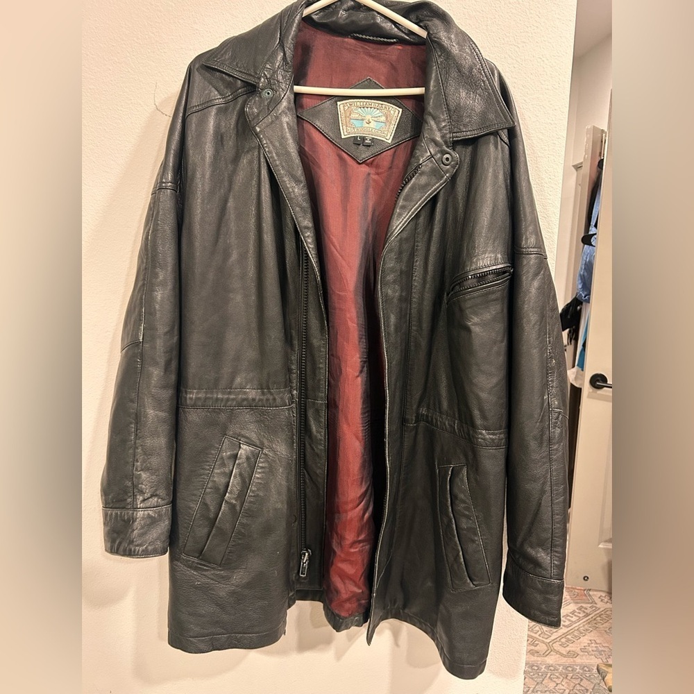 Vintage William Barry Leather Military Jacket Men’s L Black Lambskin